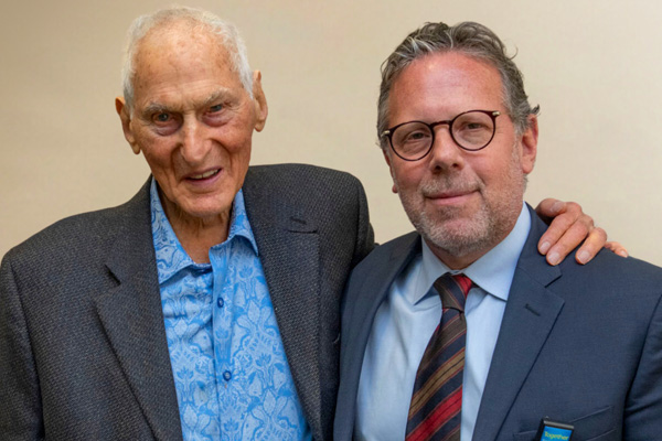Harold Grinspoon poses with the Harold Grinspoon Chair of Psychiatry Dr. Barry Sarvet